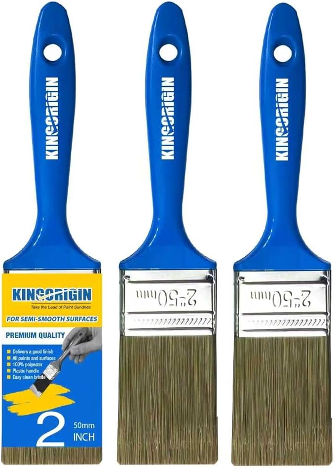 King Origin Versatile Paint Brush Set, 3 Pack, 2 Inch Paint Brushes, Small Paint Brushes for Walls, Furniture, Crafts - Detailed Painting & Larger Surface Coverage