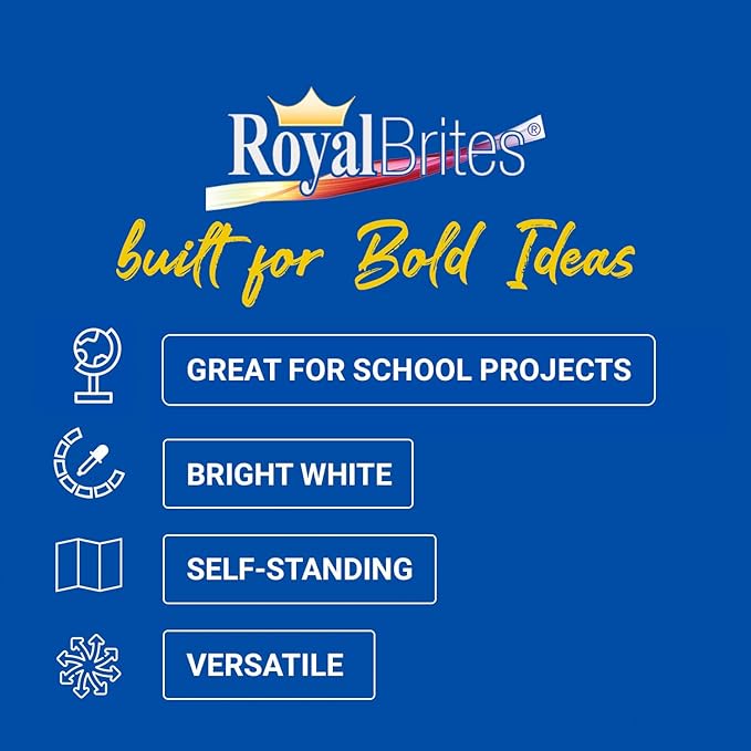 Royal Brites Stage-It Display Board, 37" x 44" 5 Pack Tri-fold Presentation Board with 3D Pop-Out Header & Shelf, White Corrugated Board for Science Fairs, School Projects, Work Presentations - 5 Pack