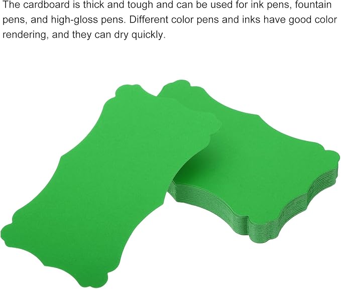 PATIKIL 3"x5" Blank Paper Business Cards, 50 Pack Small Index Flash Cards Words Message Note Card Mini Paper Tags Lace for DIY Gift, Green