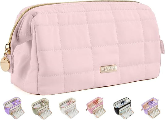 Sooez Large Pencil Case Pouch, Soft Pencil Bag with Zipper, Pen Bag Wide Opening, School Supplies Cute Pencil Case for Girls Boy Men Women, Soft Pink