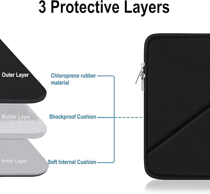 Laptop Sleeve 17.3 Inch, Shockproof Protective Computer Cover with Accessory Pocket, Traveling Carrying Bag Laptop Case Compatible for 17 Inch HP, Dell, Asus, Acer, Lenovo, Black