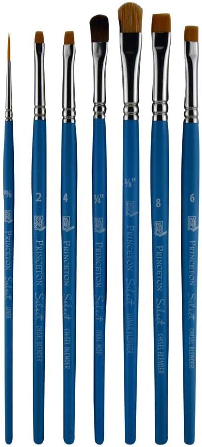 Princeton Select Artiste, Series 3750, Paint Brush for Acrylic, Watercolor and Oil, Set of 7