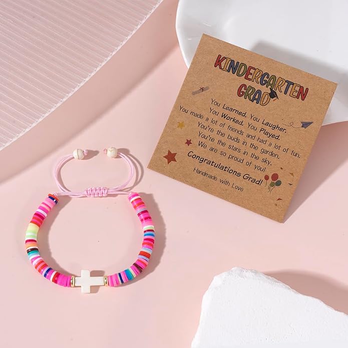 Back to School Bracelets Heart Matching Mommy and Me Elastic Wish Strings Bead Bracelets First Day of School Supplies Gifts