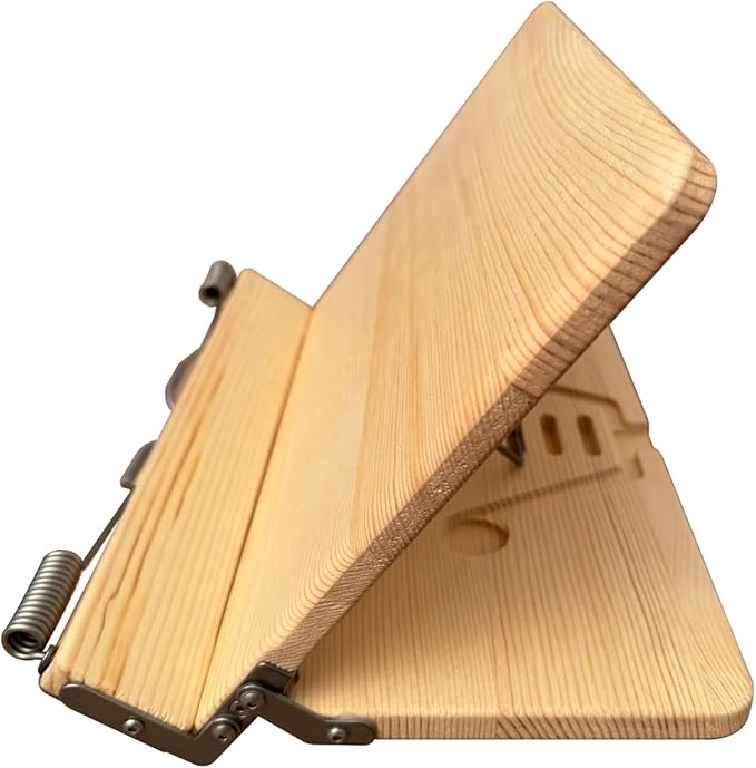 Book Stand for Reading, Cookbook Stand, Book Holder 11" x 8" (Solid Wood Construction, Crack-Resistant Design, Sturdy & Durable, Stainless Steel Hardware)