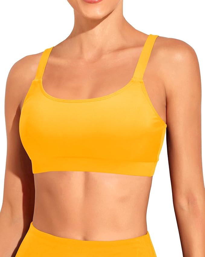 Tempt Me Women Sports Bra Bikini Tops Scoop Neck Bathing Suits Top Padded Swim Crop Tops Only