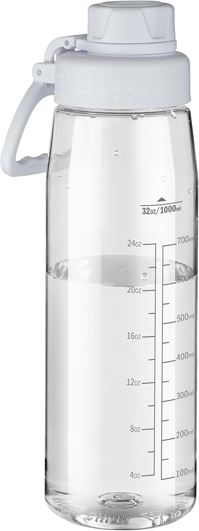 Water Bottle 32oz- BPA-Free Tritan Plastic Clear Water Bottle, Fast Flow Spout Lid, Wide Mouth & Leakproof Design Hiking Water Bottles Suitable for Travel, Outdoors, Gym, Travel, Home, School(Clear)