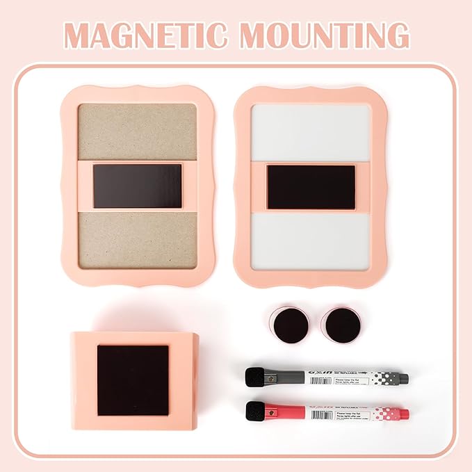 Locker Accessories for Girls Boys with Locker Mirror, Magnetic Whiteboard, Cute Smiley Face Magnets, Back-to-School Locker Decorations, Ideal for Office School Locker (Pink Locker Decor Set)