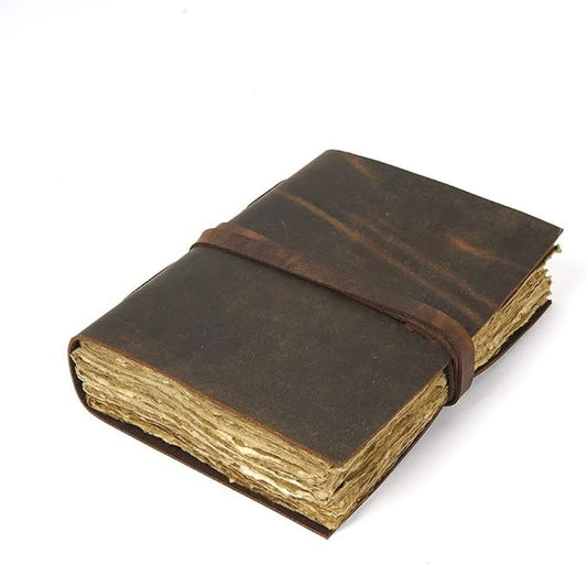 Leather Journal Travel Diary, Handmade Vintage Bound Notebook For Men & Women, Antique Finish, Genuine Buffalo Leather- Quality Unlined Paper Perfect for Notes, Art Sketchbook, 7X5 Inches, Brown