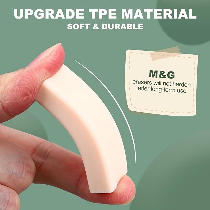 M&G 10 Pack Erasers, Pencil Erasers Large Eraser Colored Cute Soft Block Easy to Clean Durable Bulk for Sketching Drawing Artists Teacher Color Pencils Carving Stamps, 5 Pastel Colors