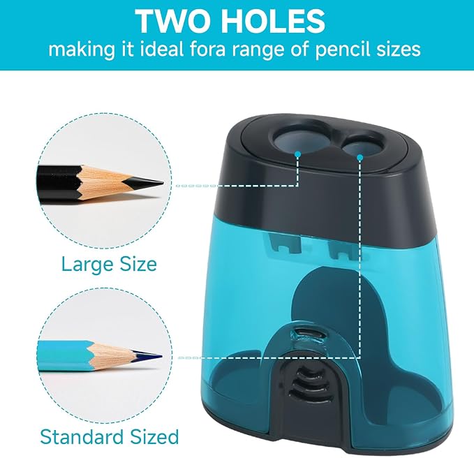 Eagle Manual Pencil Sharpener, 2 Holes, for Standard and Jumbo Color Pencils, 24×51×63 MM, Perfect for Kids, Pack of 2