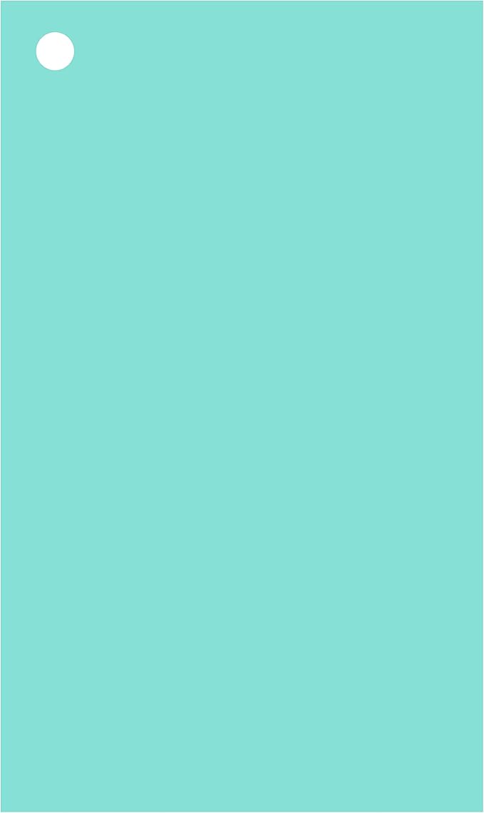 Colonial Cards: 150 Color Cardstock 3" x 5" Index Cards, Unruled with Corner 1-Hole Punched and 4 Binder Rings, Aqua