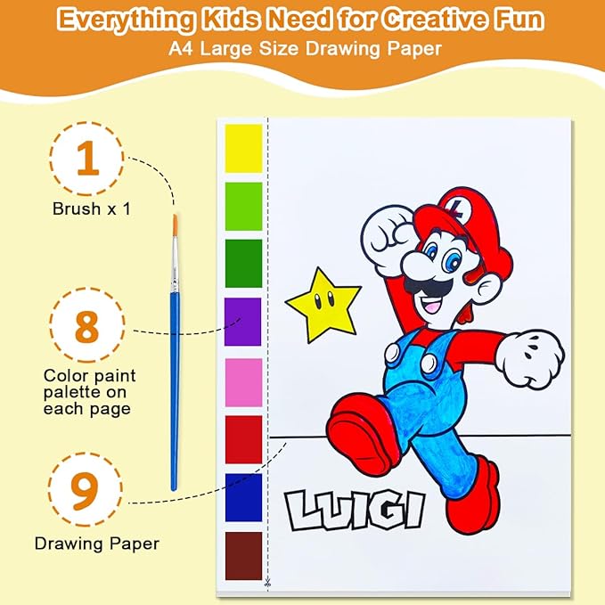 YXOTJHS Watercolor Coloring Book, Paint with Water Books for Kids - Mess Free Coloring for Toddlers, Magic Paint Set - Arts and Crafts for Girls Ages 4-8 - Travel, Stocking Stuffers