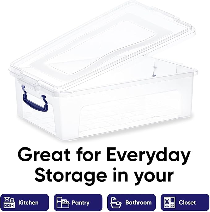 Superio Storage Bins with Lids- Clear Boxes for Organizing, Stackable Plastic Containers- BPA Free, Non-Toxic, Odor Free, Organizer for Home, Office, Dorm, 22.7 Qt, 3 Pack