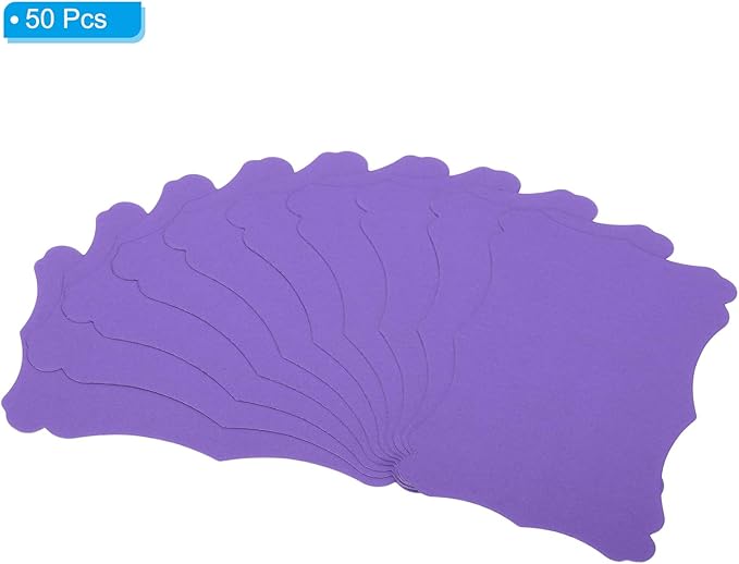 PATIKIL 3"x5" Blank Paper Business Cards, 50 Pack Small Index Flash Cards Words Message Note Card Mini Paper Tags Lace for DIY Gift, Purple