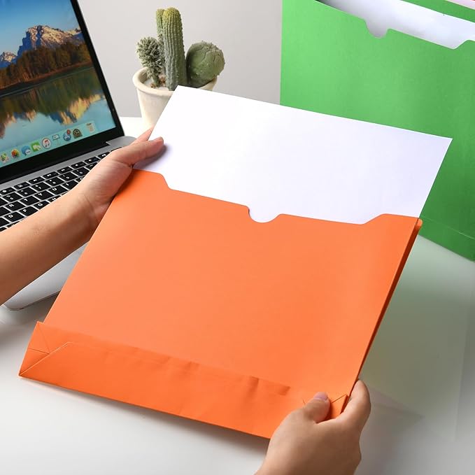 zmybcpack 25 Pack 2 Inch File Jackets, 230gsm Expansion Pocket File Folders, Letter Size Expandable File Folders for Home, Office, Classroom (Assorted Colors, Straight Cut Tab)