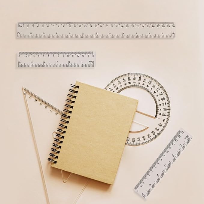 4 Pack Clear Plastic Straight Rulers, Clear Ruler Bulk, Transparent Ruler with Centimeters and Inches, for Class, Office (12 inch)