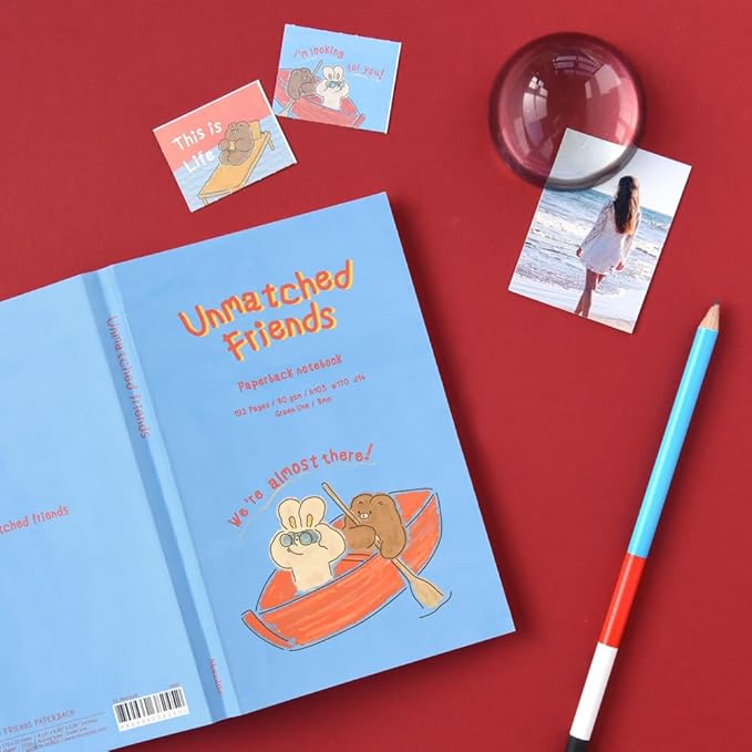 Monolike Unmatched Friends Paperback Line Notebook - 02. Red boat_Design note, Mini note, Simple note, Notebook, 192 Pages, 4.13x6.69