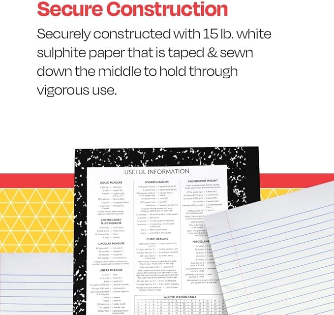School Smart Flexible Cover Ruled Composition Book, 60 Sheets, 9-3/4 x 7-1/2 Inches