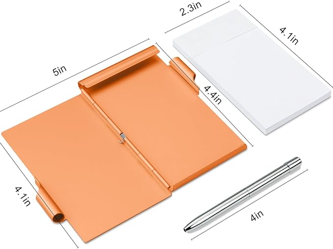 amassan Metal Small Notebook, Mini Notepad, Small Pocket Notepad Aluminum Note Case with Mini Metal Pen and 60-Page Sheets - Memo Books Note Pads(Gold)