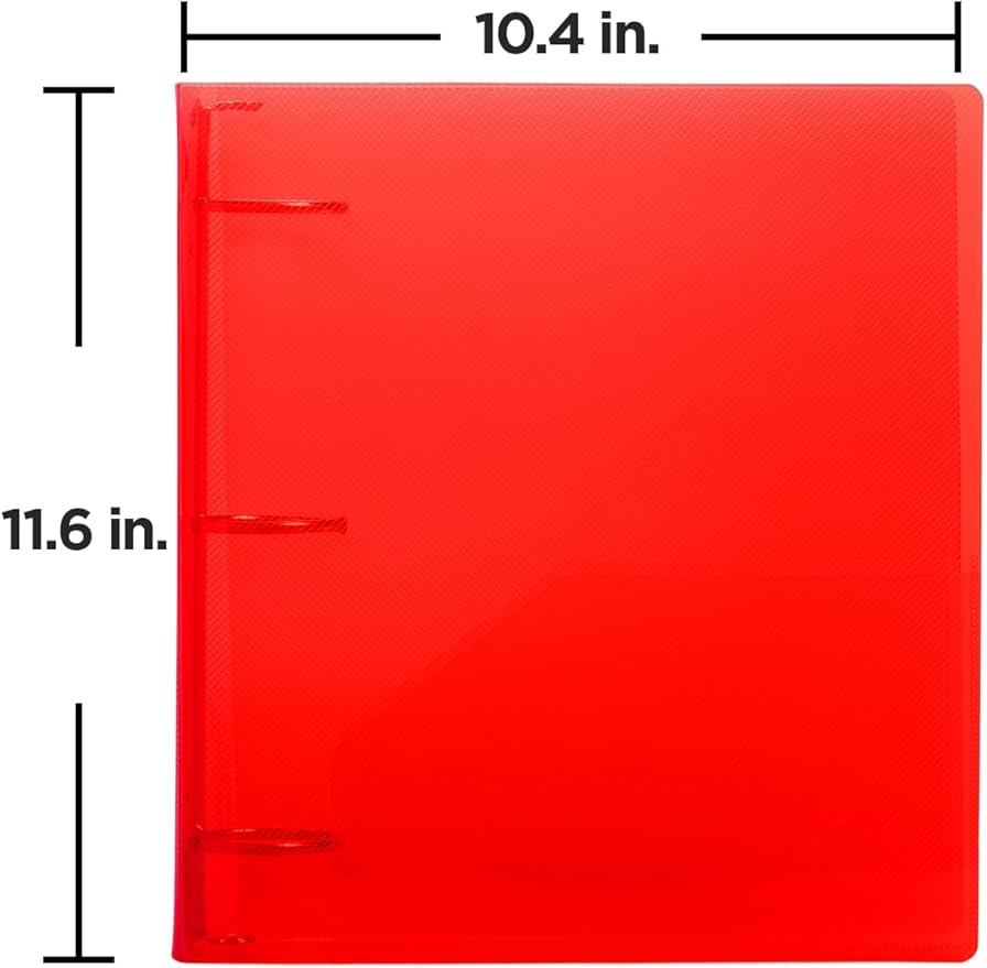 JAM PAPER Plastic 2 inch Binder - Red 3 Ring Binder - Sold Individually