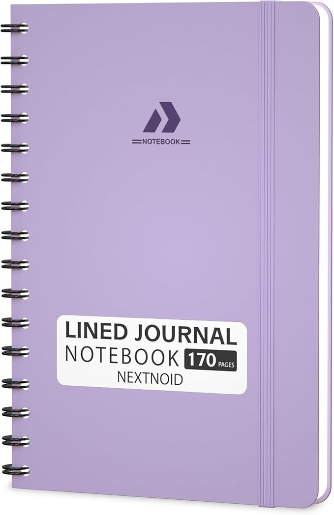 Nextnoid Lined Spiral Notebook Journal For Women & Men - Hardcover A5 Notebook 170 Pages, Journaling Notebooks for Work & Note Taking Writing Journal - Purple