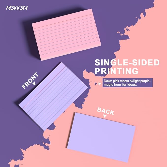 Colored Index Cards 3x5 Inch - 200 Count, Ruled Index Flash Cards for Studying, 180GSM Lined Index Note Cards 3x5 Index Cards, Colored Flashcards 3 x 5 Notecards Lined Study Card for Office and School