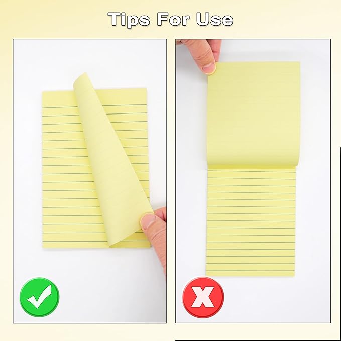 9 Pack Lined Sticky Notes 4x6 in Post, Yellow Large Notepads with Lines, Strong Adhesive, Self-Stick Pads for Office, Home, School