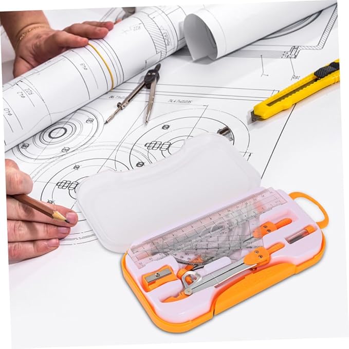 Gadpiparty 1sets Geometry Drawing Kit Compass Set Rulers Protractor Pen and Eraser for Students for Classroom Use and Geometry Exams
