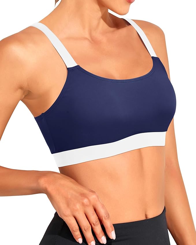 Tempt Me Women Sports Bra Bikini Tops Scoop Neck Bathing Suits Top Padded Swim Crop Tops Only