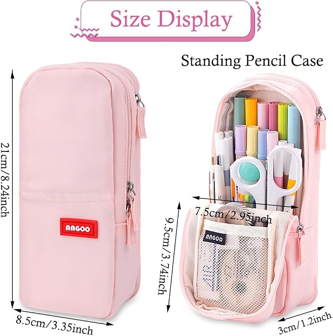 iSuperb Standing Pencil Case 2 Compartments Pencil Pouch Magnetic Mobile Phone Holder Bracket Pen Bag Large Capacity Phone Pouch College Stationery Organizer Storage for Kids Boys Girls