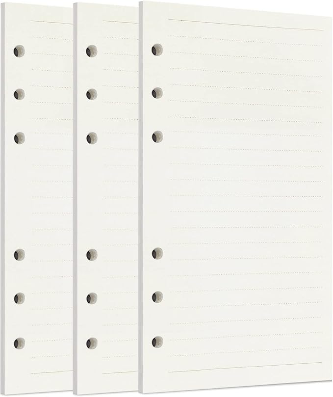 Zelten 3 Pack A6 135 Sheets/270 Pages Lined Loose Leaf Punched Paper Refills Paper for 6 Hole Binder Personal Organizer Diary Notebook Refillable Planner