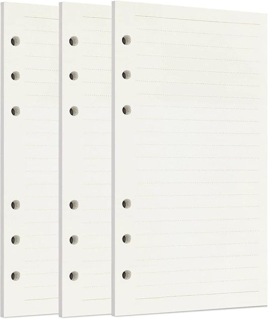 Zelten 3 Pack A6 135 Sheets/270 Pages Lined Loose Leaf Punched Paper Refills Paper for 6 Hole Binder Personal Organizer Diary Notebook Refillable Planner