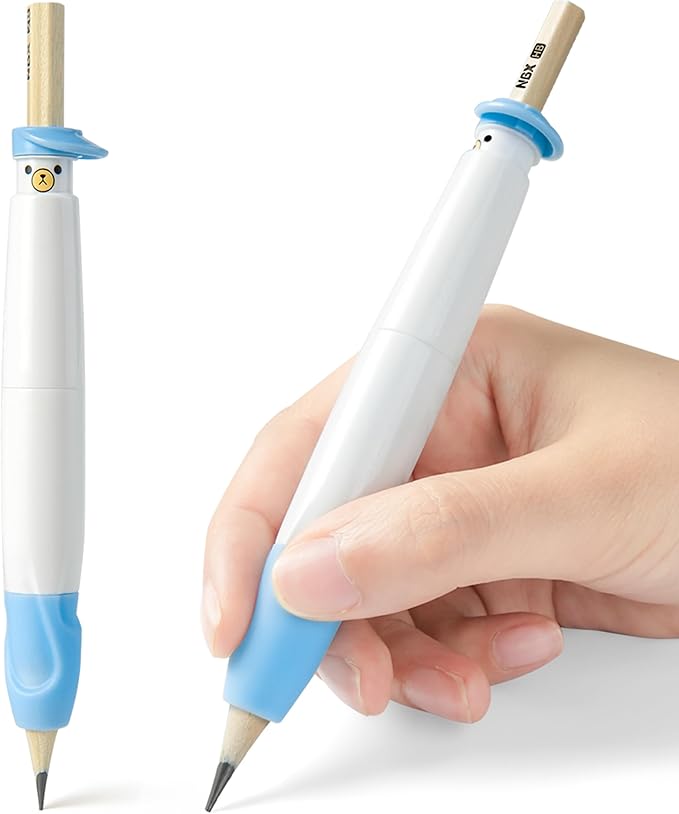 Pencil Grips for Kids Handwriting, Pencil Grippers, Writing Posture Correction for Toddler/Preschool, Homeschool Education, can Serve as Mechanical Pencil & Pencil Extender (1PCS, Blue)