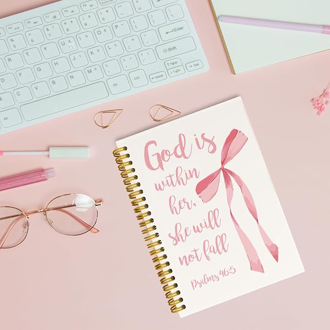 Cute Pink Bow Christian Bible Journaling Notebooks Gifts for Women