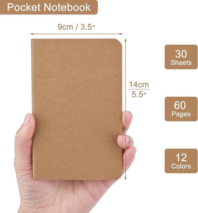 ZCZN 100 Pack Kraft Pocket Notebooks Bulk, 3.5 X 5.5 Inches Lined Paper Journaling Notebooks, 30 Sheets/60 Pages, Mini Journal Notebooks for Work, Writing, Traveler Memo Notepad(Kraft Cover)