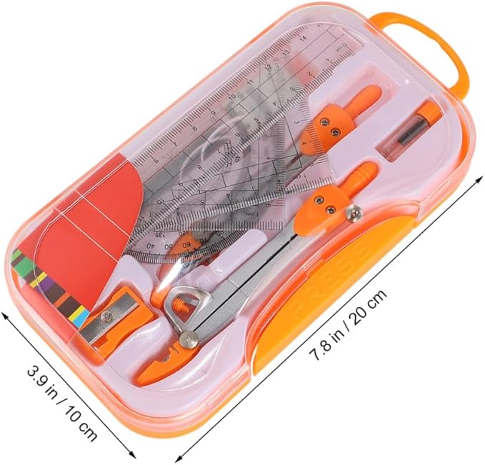 Metal Compass Drawing Tool Set 10pcs Geometry Ruler Kit for Students with Math Drawing Compasses Suitable for School Exams and Drafting Random Color
