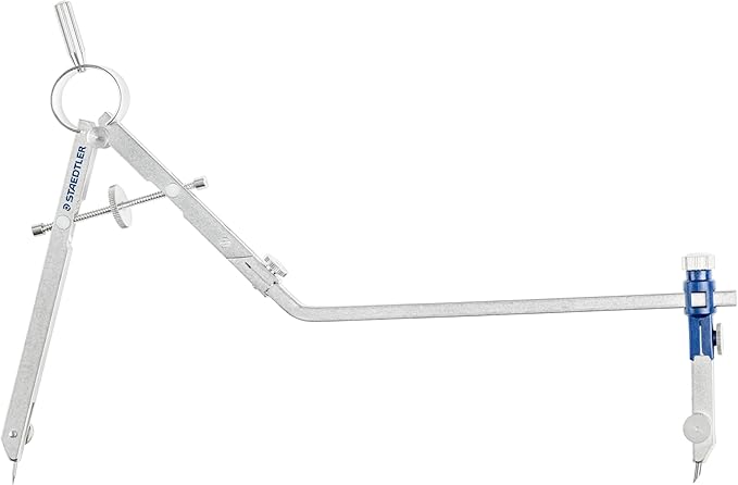 Staedtler Mars Comfort, Professional Drafting, Drawing Compass with Extension Arm, Draws Circles up to 19.5 Inch Diameter, Spring Bow Compass with Center Adjuster Wheel, 551 02