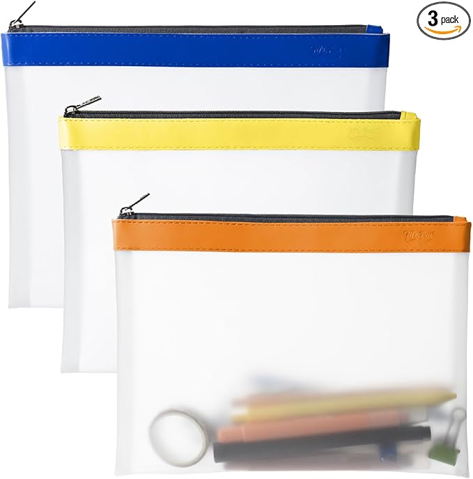 Mr. Pen- Clear Pencil Pouch, 3 Pack, Durable TPU Material, Large Water-Resistant Pencil Bags with Smooth Zipper, Multipurpose Clear Pouch for Stationery, School, Office, Travel Supplies