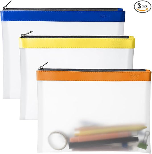 Mr. Pen- Clear Pencil Pouch, 3 Pack, Durable TPU Material, Large Water-Resistant Pencil Bags with Smooth Zipper, Multipurpose Clear Pouch for Stationery, School, Office, Travel Supplies