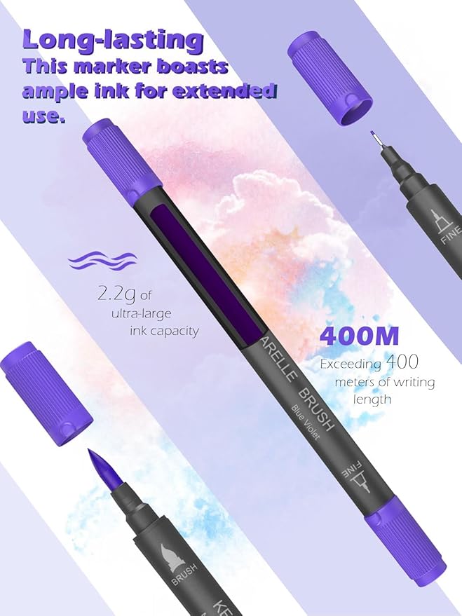 KEMYR Markers for Adult Coloring Books: 60 Color Dual Tip Fine & Brush Pens Water-Based Coloring Marker for Adults Drawing Sketching Bullet Journal Writing Lettering No bleeding
