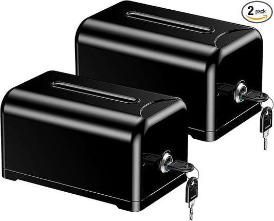 Uniclife 2 Pack Acrylic Donation Box for Fundraising, Black Suggestion Box with Slot and Lock, Desktop Ballot Box Tip Jar, Storage Container for Voting Comment Collection, 7.3" x 4.5" x 3.9"