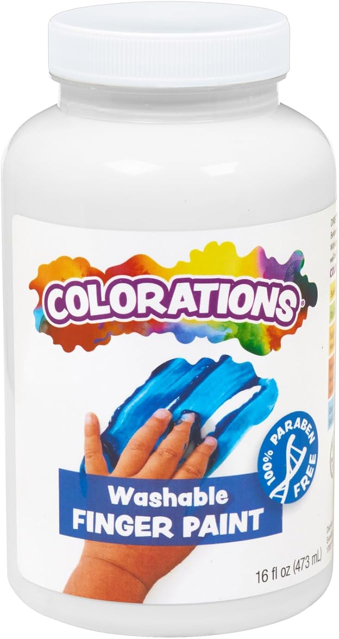 Colorations Washable Finger Paints, 16 fl oz, White, Non-Toxic, Creamy, Vibrant, Kids Paint, Craft, Hobby, Fun, Art Supplies, Young kids, finger painting, hand painting