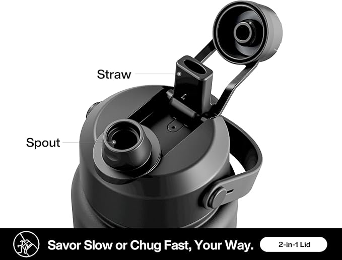 POWCAN 32 oz Insulated Water Bottle with 2-in-1 Straw and Spout Lid, Keep Cold 24H, Leak-Proof, BPA-Free, Double Wall Stainless Steel Water Bottle for Sports, Gym, Travel and School (Gilded Flutter)