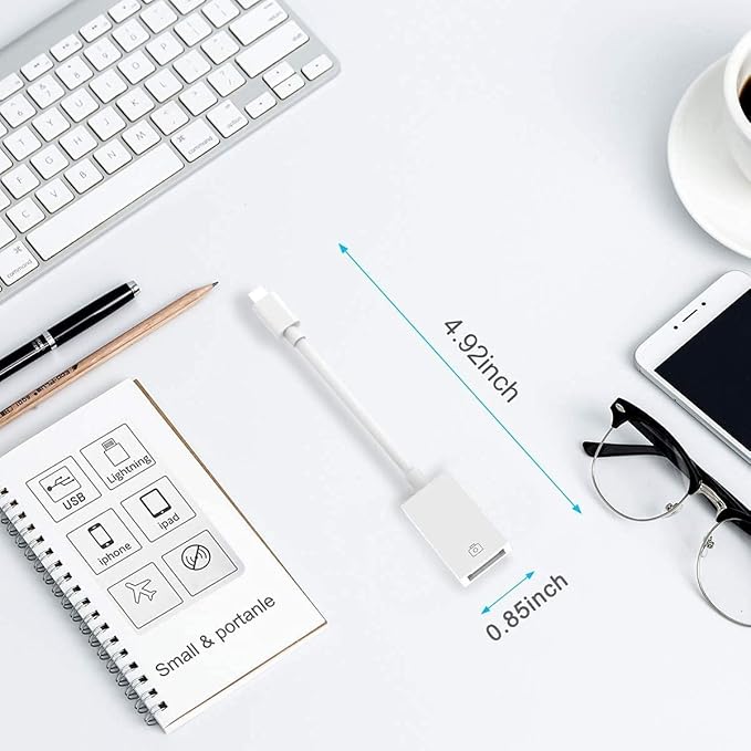 Apple MFi Certified Lightning to USB Camera Adapter for iPhone iPad Female USB 3.0 OTG Cable Adapter Support Connect Camera, Flash Drive, Card Reader, MIDI Keyboard, Mouse