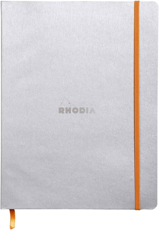 Rhodia Rhodiarama SoftCover Notebook - 80 Dots Sheets - 9 3/4 x 7 1/2 - Silver Cover (117551C)
