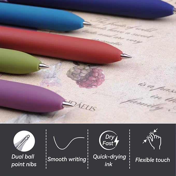 ACEES Gel Pens, 5Pcs 0.5mm Fine Point Black Ink Pens With Smooth Writing,Office Desk Accessories,Quick Dry Pens For Journaling,Ballpoint Writing Supplies, Gift for Women and Men (Retro)