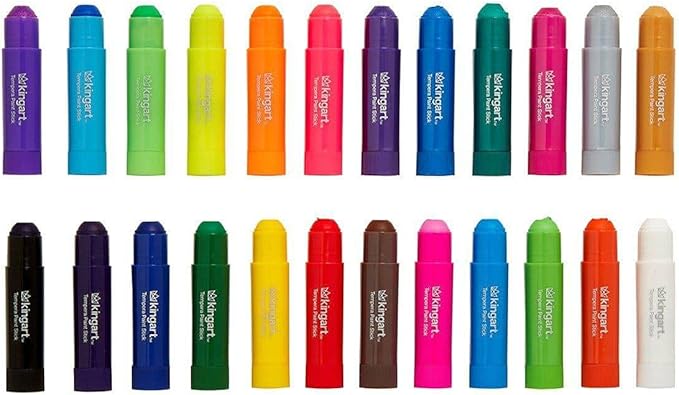 KINGART TEMPERA PAINT Sticks, Set of 24 Rich Colors, Solid Tempera Paint, Super Quick Drying, Non-Toxic, Work Great on Paper, Canvas, Wood, Glass and more