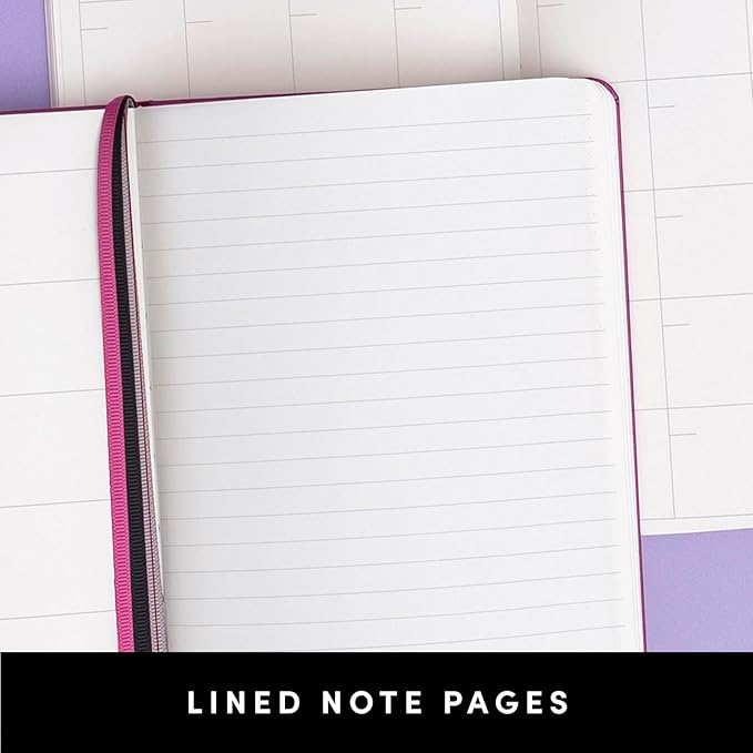 PAPERAGE Undated Weekly & Monthly Hardcover Planner (Raspberry), 5.6 in x 8 in, Includes Lined Note Pages & 2 Sticker Sheets