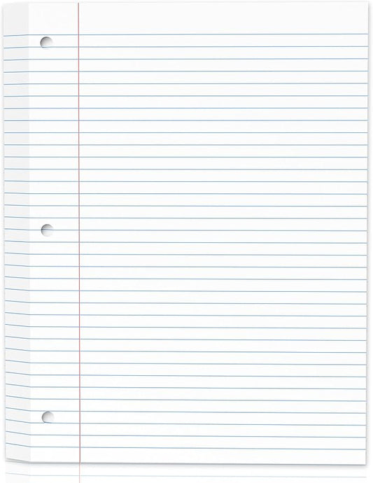 130 Sheets White 8x10.5 Inch Loose Leaf Paper, College Ruled Filler Paper, 3 Hole Punched Notebook Paper for 3 Ring Binder, Premium Notebooks Paper for Students & Teachers, Office & School Supplies