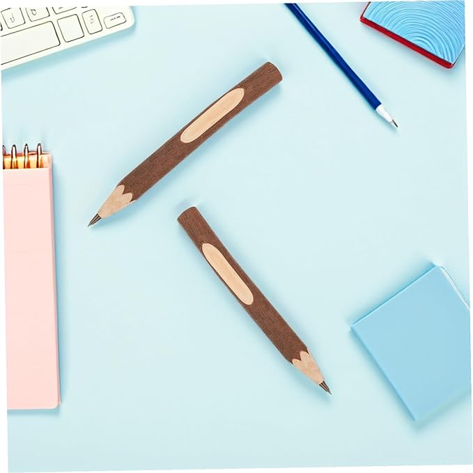 Abaodam Natural Wooden Ballpoint Pens Tree Bark Design 13cm Biodegradable Ballpoint Pens 10pcs Multi-function Writing Supplies for Office and Daily Use